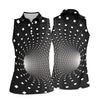 Maxcorners 3D Vortex Golf Shirt, Black White Optical Illusion Tunnel Pattern, Golf Shirt For Women LM1507