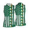 Maxcorners Irish Shamrock Vertical Stripes St Patrick's Day Golf Shirt, Women's Golf Shirts, Ladies Golf Polos