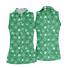 Maxcorners Leprechaun Hat Shamrock Beer Seamless Pattern St. Patrick’s Day Golf Shirt, Women's Golf Tops, Ladies Golf Polos