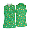 Maxcorners St Patrick's Day Pot Of Gold Leprechaun Hats Irish Flag Women's Golf Tops, Ladies Golf Shirts