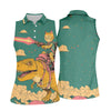 Maxcorners Laser Cat Dinosaur Golf Shirt, Retro Sci Fi T Rex Adventure Pattern, Golf Shirt For Women LM1507