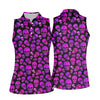 Maxcorners Purple Skull Gothic Pattern Hawaiian Golf Shirt, Women’s Golf Polo, Printed Golf Shirt LM1507