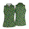 Maxcorners St Patrick's Day Beer Golf Ball Pattern Shamrock Golf Shirt, Women's Golf Tops, Ladies Golf Polos