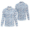Maxcorners Navy Fish Pattern Fishing UPF Shirts, Men's Fishing Shirts Long Sleeve, Presents For Fishermen