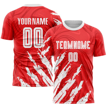 Maxcorners Custom Red White Sublimation Soccer Uniform Jersey LM2605