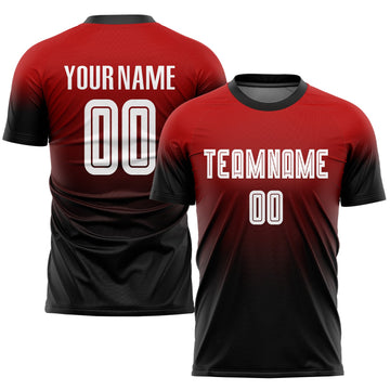 Maxcorners Custom Red White-Black Sublimation Fade Fashion Soccer Uniform Jersey LM2605