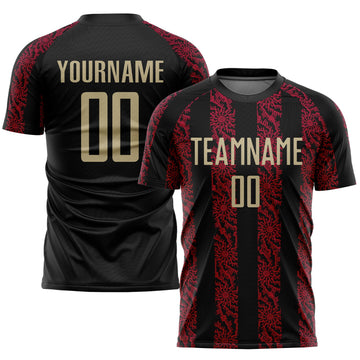 Maxcorners Custom Black Vegas Gold-Red Sublimation Soccer Uniform Jersey LM2605