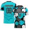 Maxcorners Custom Aqua Black-White Sublimation Soccer Uniform Jersey LM2605