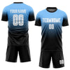 Maxcorners Custom Powder Blue White-Black Sublimation Fade Fashion Soccer Uniform Jersey LM2605