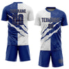 Maxcorners Custom Graffiti Pattern Royal White-Old Gold Scratch Sublimation Soccer Uniform Jersey LM2605