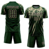 Maxcorners Custom Green Black-Cream Sublimation Soccer Uniform Jersey LM2605