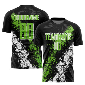 Maxcorners Custom Black Neon Green-White Sublimation Soccer Uniform Jersey LM2605