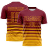 Maxcorners Custom Crimson Gold Gradient Pinstripe Sublimation Soccer Uniform Jersey LM2605