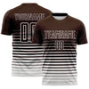 Maxcorners Custom Brown White Gradient Pinstripe Sublimation Soccer Uniform Jersey LM2605