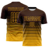 Maxcorners Custom Brown Gold Gradient Pinstripe Sublimation Soccer Uniform Jersey LM2605