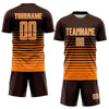 Maxcorners Custom Brown Bay Orange-White Gradient Pinstripe Sublimation Soccer Uniform Jersey LM2605