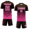 Maxcorners Custom Brown Pink-White Gradient Pinstripe Sublimation Soccer Uniform Jersey LM2605