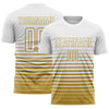 Maxcorners Custom White Old Gold Gradient Pinstripe Elite Sublimation Soccer Uniform Jersey LM2605