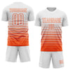 Maxcorners Custom White Orange Gradient Pinstripe Sublimation Soccer Uniform Jersey LM2605