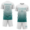 Maxcorners Custom White Teal Gradient Pinstripe Sublimation Soccer Uniform Jersey LM2605