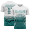 Maxcorners Custom White Teal Gradient Pinstripe Sublimation Soccer Uniform Jersey LM2605