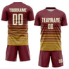 Maxcorners Custom Burgundy White-Old Gold Gradient Pinstripe Sublimation Soccer Uniform Jersey LM2605