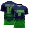 Maxcorners Custom Navy Grass Green-Cream Gradient Pinstripe Sublimation Soccer Uniform Jersey LM2605