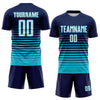 Maxcorners Custom Navy White-Lakes Blue Gradient Pinstripe Sublimation Soccer Uniform Jersey LM2605