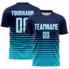 Maxcorners Custom Navy White-Lakes Blue Gradient Pinstripe Sublimation Soccer Uniform Jersey LM2605