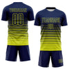 Maxcorners Custom Navy Neon Yellow Gradient Pinstripe Sublimation Soccer Uniform Jersey LM2605