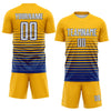 Maxcorners Custom Gold White-Royal Gradient Pinstripe Sublimation Soccer Uniform Jersey LM2605