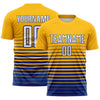 Maxcorners Custom Gold White-Royal Gradient Pinstripe Sublimation Soccer Uniform Jersey LM2605