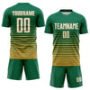 Maxcorners Custom Kelly Green White-Old Gold Gradient Pinstripe Sublimation Soccer Uniform Jersey LM2605