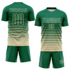 Maxcorners Custom Kelly Green Cream Gradient Pinstripe Sublimation Soccer Uniform Jersey LM2605