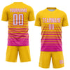 Maxcorners Custom Yellow White-Deep Pink Gradient Pinstripe Sublimation Soccer Uniform Jersey LM2605