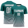 Maxcorners Custom Teal White-Gray Gradient Pinstripe Sublimation Soccer Uniform Jersey LM2605