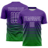 Maxcorners Custom Purple White-Grass Green Gradient Pinstripe Sublimation Soccer Uniform Jersey LM2605