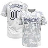 Maxcorners Custom White White-Navy 3D Pattern Two-Button Unisex Softball Jersey LM0609