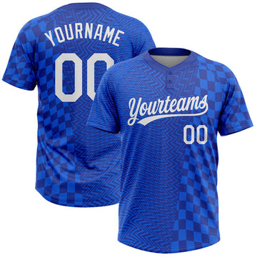 Maxcorners Custom Royal White-Navy 3D Pattern Two-Button Unisex Softball Jersey LM0609