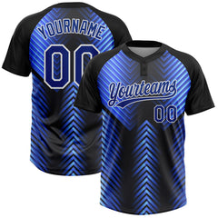 Maxcorners Custom Black Royal-Powder Blue 3D Pattern Two-Button Unisex Softball Jersey
 LM0609