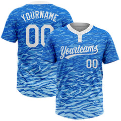 Maxcorners Custom Royal White-Light Blue 3D Pattern Two-Button Unisex Softball Jersey
 LM0609
