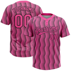 Maxcorners Custom Pink Pink-Black 3D Pattern Two-Button Unisex Softball Jersey
 LM0609