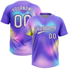 Maxcorners Custom Purple White-Pink 3D Pattern Two-Button Unisex Softball Jersey
 LM0609