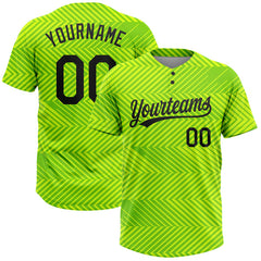Maxcorners Custom Neon Green Black 3D Pattern Two-Button Unisex Softball Jersey
 LM0609