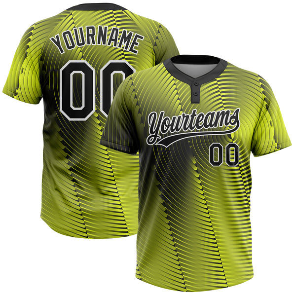 Maxcorners Custom Gold Black-White 3D Pattern Two-Button Unisex Softball Jersey
 LM0609