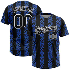 Maxcorners Custom Royal Black-White 3D Pattern Two-Button Unisex Softball Jersey
 LM0609