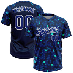 Maxcorners Custom Navy Royal-Light Blue 3D Pattern Two-Button Unisex Softball Jersey
 LM0609