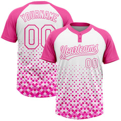 Maxcorners Custom Pink White 3D Pattern Two-Button Unisex Softball Jersey
 LM0609
