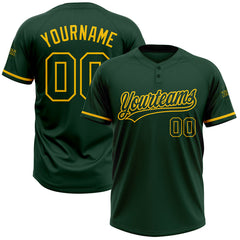 Maxcorners Custom Green Green-Yellow Two-Button Unisex Softball Jersey LM0609