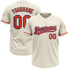 Maxcorners Custom Cream Orange-Royal Two-Button Unisex Softball Jersey
 LM0609